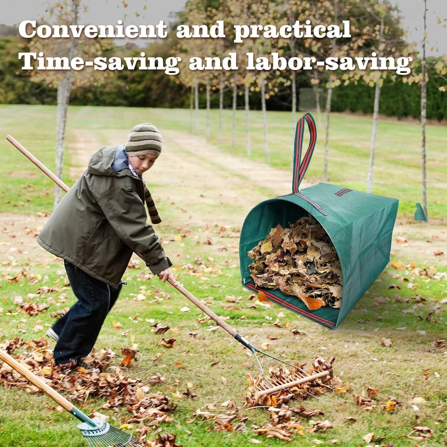 Leaf Collector, Large Yard Dustpan-Type Lawn and Leaf Bags, 53-Gallon Reusable Garden Bags for Leaves, Debris, Grass, Clippings, Lawn Trash