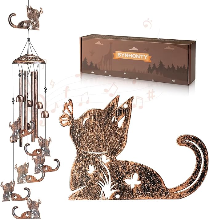 Cat Wind Chimes for Outside,Gardening Gifts for cat Lover,Women,Men,Mom,Birthday Party Decorations,Memorial Gifts,Wind Chimes Outdoors,Indoors,Room,Home,Wall,Garden,Patio,Yard Decor
