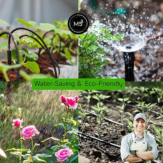 MS3 Drip Irrigation System Kit 226FT โ Automatic Garden Watering System with Adjustable Drippers, 5/16'' & 1/4'' Tubing, Easy DIY Installation for Greenhouse, Yard, Lawn & Potted Plants