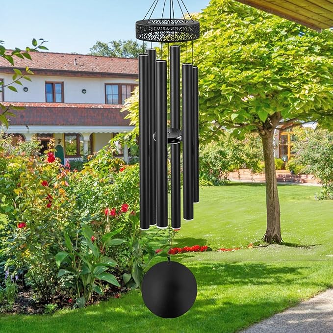 ASTARIN 48'' Wind Chimes for Outside Deep Tone - Large Windchimes with 6 Heavy Tubes, Outdoor Memorial Chimes Outdoor for Garden Hanging Décor,Sympathy Gifts,Black
