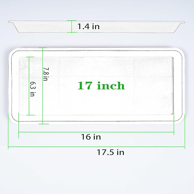 2 Pack of Plastic Plant Tray Saucer Rectangular 17 18 inch, Pot Trays Saucers for Indoors Outdoor, Plant Water Drip Tray for Flower, Windowsill Planter Trays (7.8 X 17.5'', Cream White)