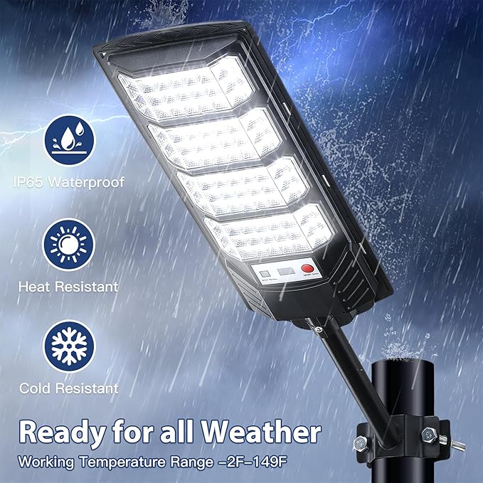 6 Pack Solar Street Lights Outdoor Waterproof, 20000LM 6500K LED Motion Sensor Lights, Dusk to Dawn Solar Flood Lights with Remote,Parking Lot Light,Commercial Area Lighting for Outside