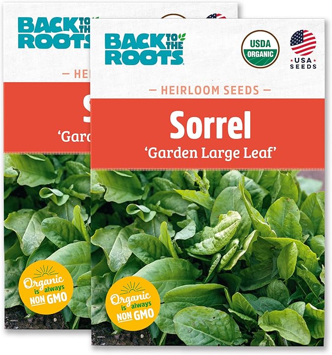 Back to The Roots 100% Organic Heirloom Seeds - Large Leaf Sorrel Value Pack (1.5g Total)