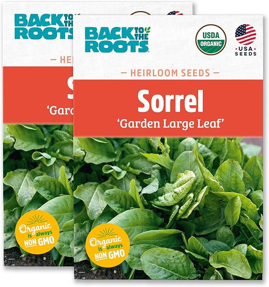Back to The Roots 100% Organic Heirloom Seeds - Large Leaf Sorrel Value Pack (1.5g Total)