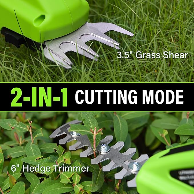 SOYUS Cordless Hedge Trimmer, 2-in-1 Handheld Hedge Trimmer, 7.2V Electric Grass Trimmer with Charger and Battery, Lightweight & Portable Grass Shear for Garden Yard Lawn