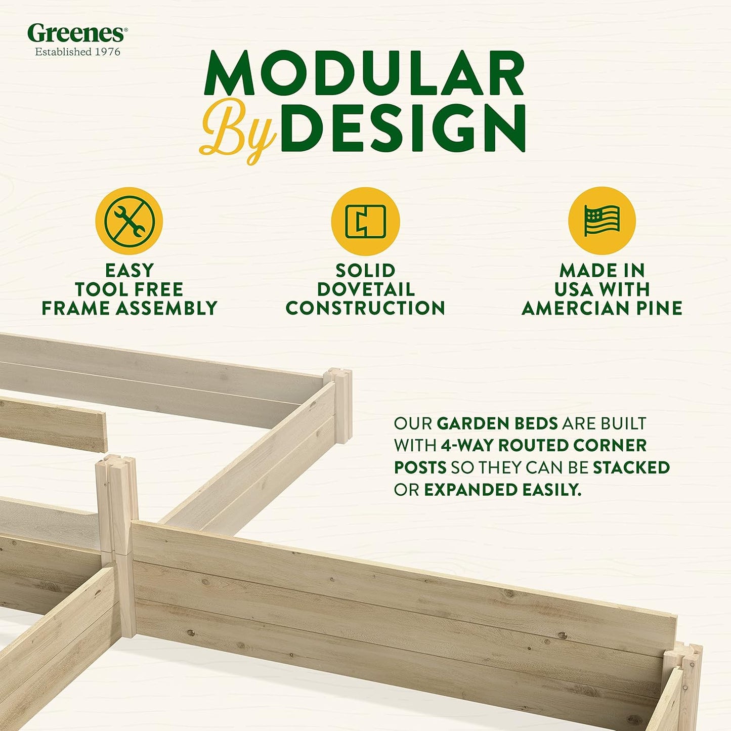 Greenes Fence Original Pine Raised Garden Bed, X Shape, 6' x 6' x 10.5" - Made in USA with American Pine