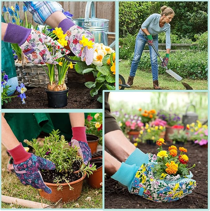 JUMPHIGH Garden Gloves for Women, Floral Gardening Gloves Ladies Soft Breathable Yard Work Glove Light Working Gloves