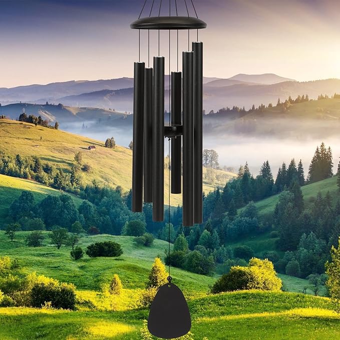 Wind-Chimes-Outdoor-Large-Decor, Deep Tone Soothing Melodic Tones Windchimes, Wind Chimes for Outside, Memorial Wind Chime Best Gift for Mom Women Grandma Neighbors(32" Black)