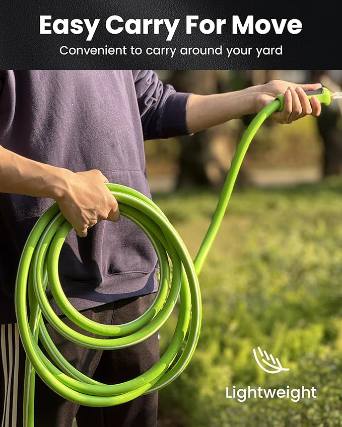 RAINPOINT Garden Hose 50ft - Flexible Heavy Duty Water Hose with Swivel Handle - Lightweight, Hybrid Rubber, 5/8", Male to Female