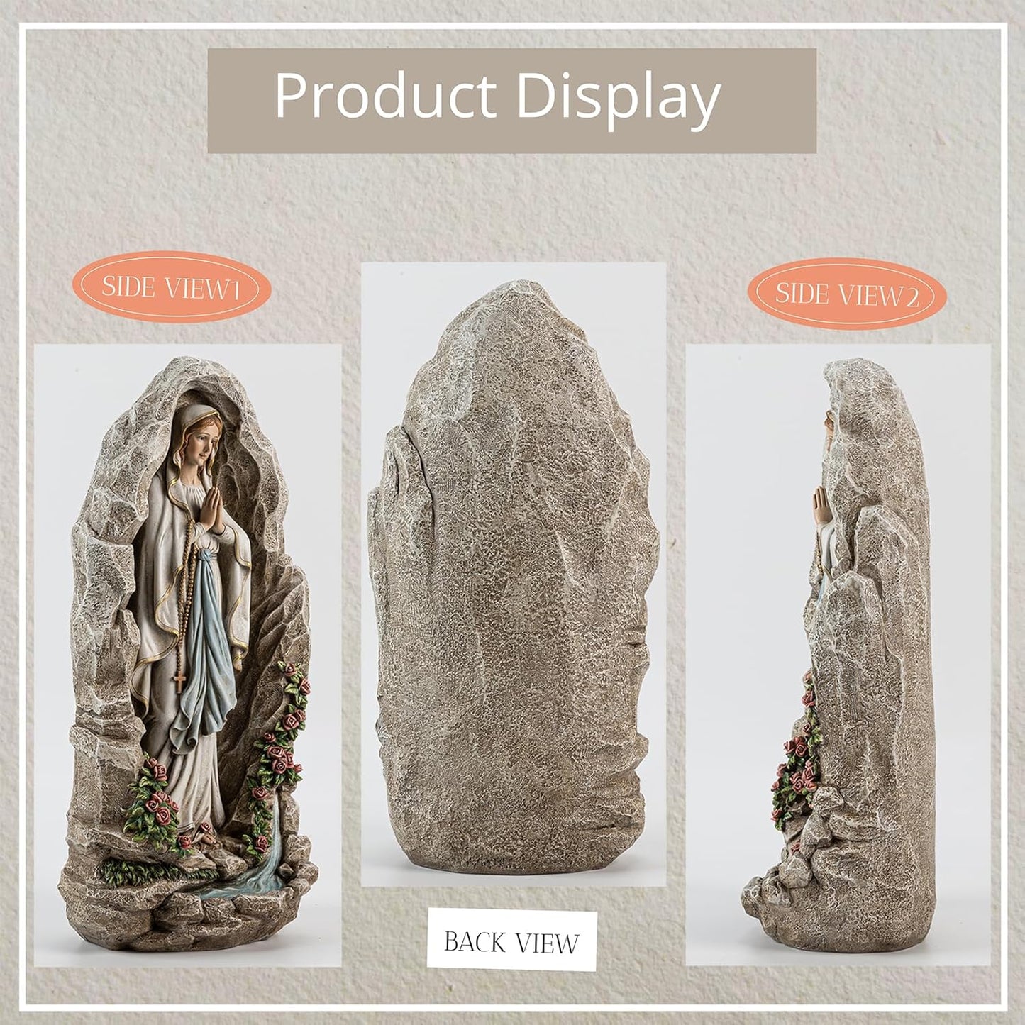 Our Lady of Lourdes Statue - 18 Inches Virgin Mary Statue Catholic Garden Decor, Our Lady of Lourdes Grotto Sculpture for Home Yard Patio Lawn Hallway Decor