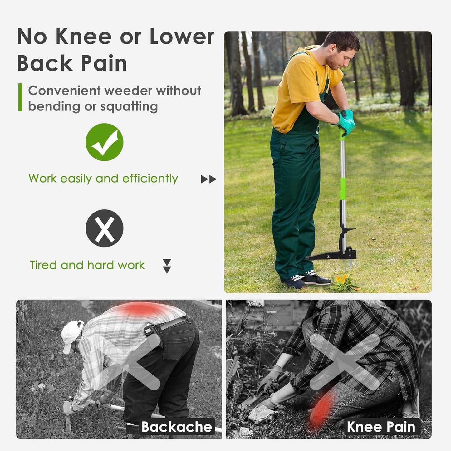 ORIENTOOLS 4 Claws Weed Puller Tool, Stand Up Weed Puller with Long Ergonomic Handle, Weed Puller Tool Stand Up Heavy Duty, Dandelion Picker, Garden Tools for Weeding, Weed Remover Tool for Lawn, Yard