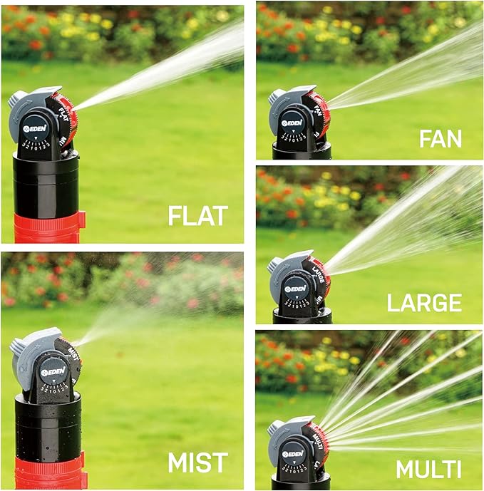Eden 16030 5 Pattern Turbo Gear Drive Rotary Sprinkler Head Plus One-Direction Misting System for Lawn and Garden, 360 Degree Coverage
