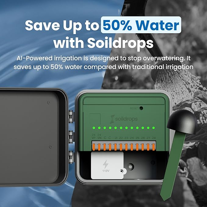 AI Smart Sprinkler Controller, 8-Zone WiFi Irrigation Controller for Indoor & Outdoor Use, DIY Garden & Lawn Watering Kit, App-Based Auto Watering