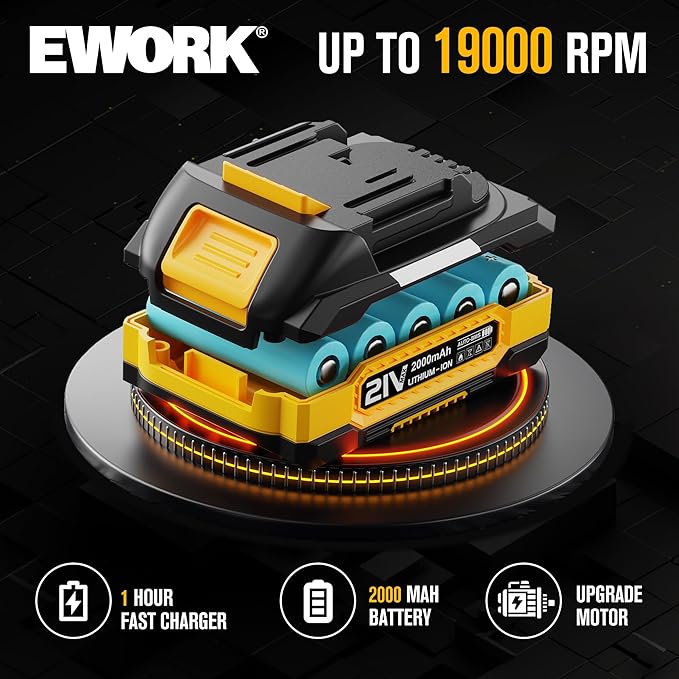 EWORK 21V Cordless Hedge Trimmer & Grass Shears 2-in-1 Handheld Small Electric Bush Trimmer with 2.0Ah Battery and Charger, Battery Powered Shrub Trimmer for Garden, Yard, Lawn Maintenance