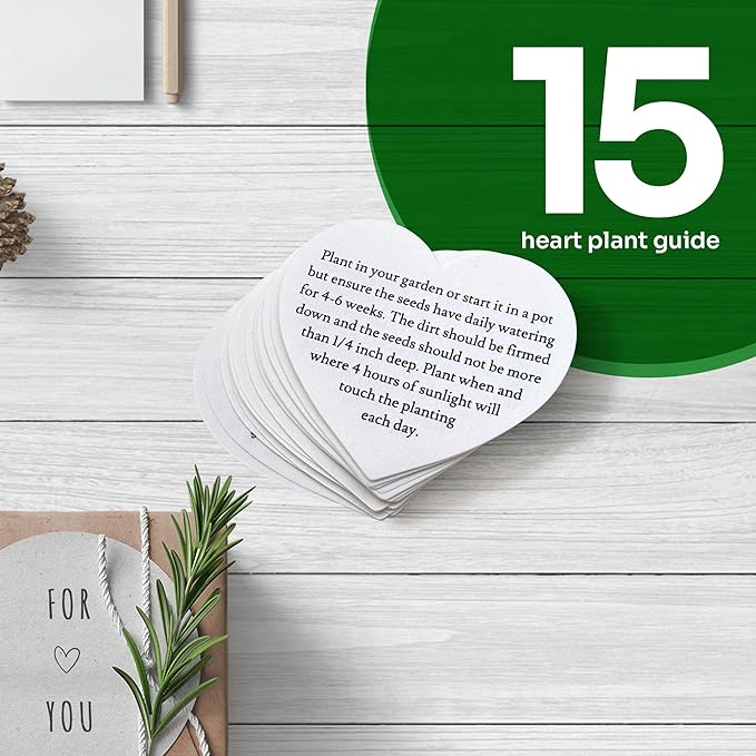 15 Sets of Heart Planting Guide with Glassine Envelopes – Perfect for Seed Paper Products, Wedding Favors, and Gift Sets