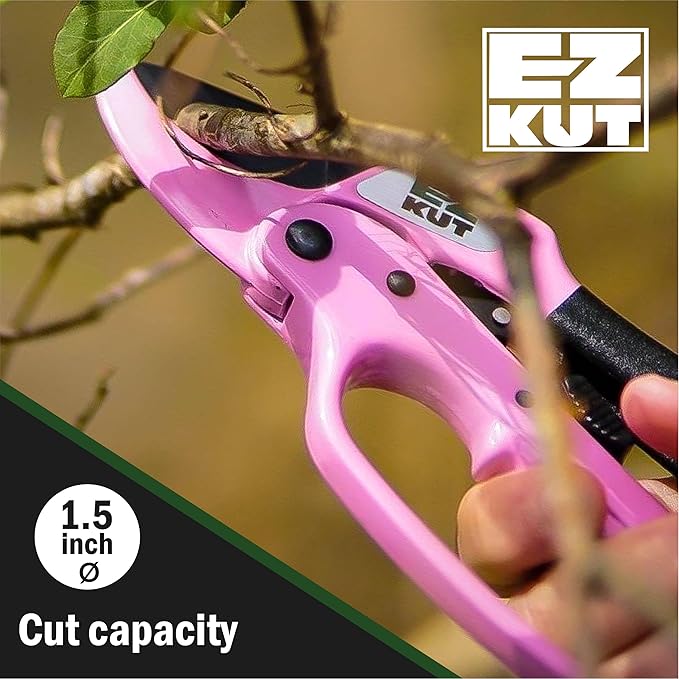 EZ Kut Heavy Duty Pruners Ratchet Hand Pruner with Ratcheting Action Great Garden Hand Tool Clippers Gardening pruners arthritis tools Ratcheting Anvil Hand Pruner Pruning Shears Heavy Duty Since 1988