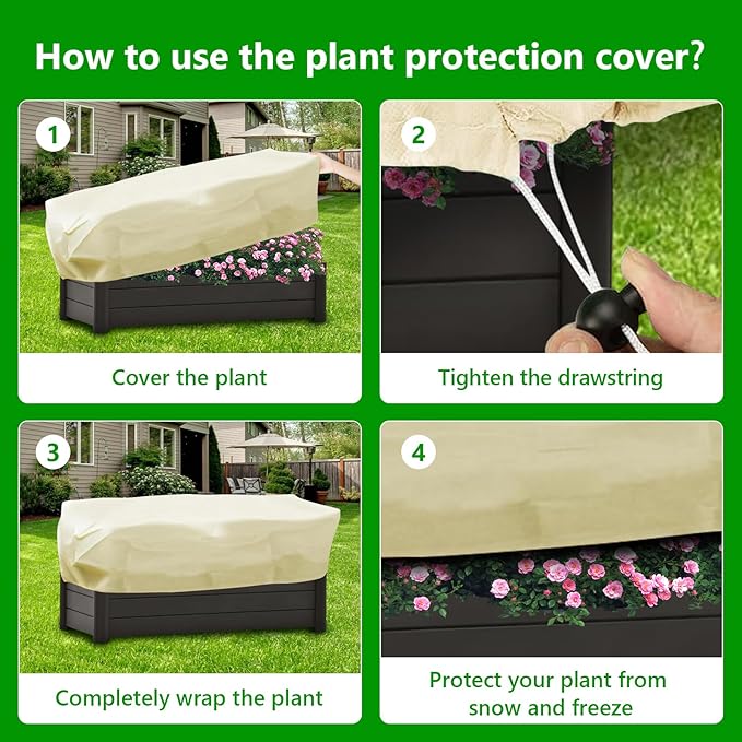 Plant Covers Freeze Protection, 2 Pack Rectangular Frost Blankets for Outdoor Plants (22"x60"x20") – Winter Plant Covers, 2.4oz/yd² Frost Cloth Plant Protection for Raised Beds & Shrubs