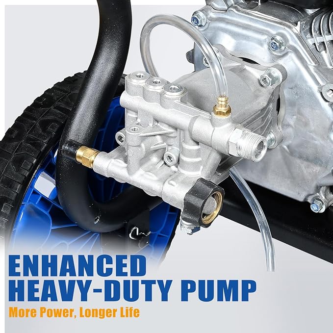 TOOLCY Gas Pressure Washer 3400 PSI & 2.8 GPM, High-Performance 212cc Engine, Foldable Handle, Reinforced Pump, 35FT Extended Power Hose, Kink-Less Swivel Gun with & 5 Nozzles, for Driveways/Patios