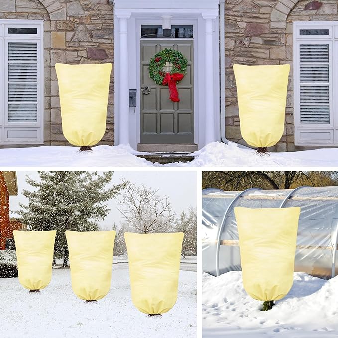2 Packs Plant Covers for Winter 120x180cm, Shrub Covers for Winter, Plant Cover Freeze Protection, Cold Frost Protection Cover with Zipper Drawstring(80gsm)