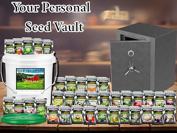 Personal Seed Vault - 38,000+ Survival Seeds, 36 Popular Varieties + Online Growing Guide by B&KM Farms