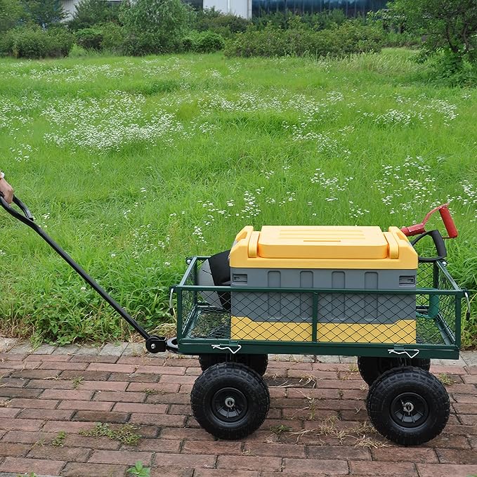 Garden Dump Cart - Large Capacity, Removable, Sturdy, Green, Outdoor Use