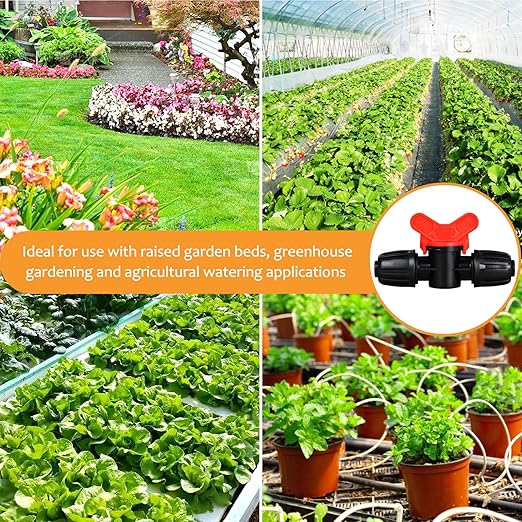 Drip Irrigation Shut Off Valve Fittings: 10 Piece Switch Valve for 1/2" Drip Irrigation Tubing (1/2" ID x0.6-0.65" OD) 16mm Barbed Locked Nut Connectors Cut Off Water Flow