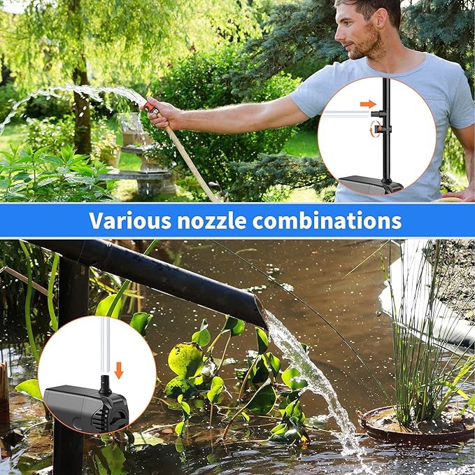 Biling Solar Fountain Pump with 35W Efficient Panel, Solar Fountain Pump with 450GPH Flow High Speed, Fountain with PVC Tubing 4 Nozzles Accessories for Waterfall, Ponds, Wildlife Garden