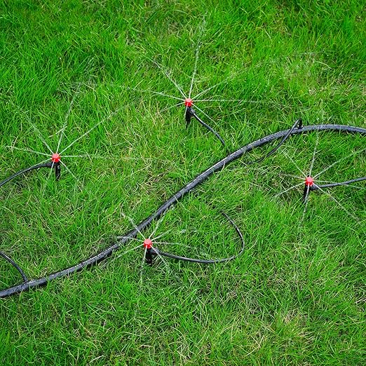 Adjustable Drip Irrigation Emitters with Stakes: 30 Pcs Drip Emitters for 1/4 Inch Drip Irrigation Tubing,360 Degree Irrigation Drippers for Garden Watering