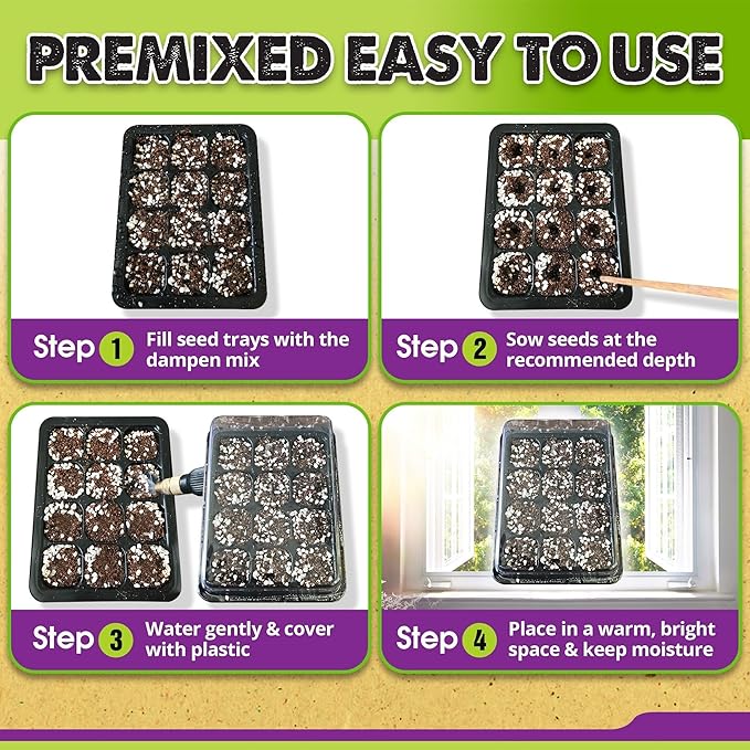 DUSPRO Recycle 4 QRT Seed Starter Soil Pre-Mixed Seed Starting Mix for Young Plant Seeds, Soilless Formula Moisture Retention, Aeration & Nutrient Seed Starting Soil 4in1