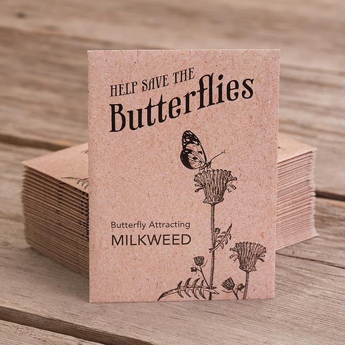 Bentley Seeds Co. Seed Packets for Planting - Party Favors for Indoors and Outdoors Gardening - Non GMO, Non-Coated - Bulk Pack of 25 Milkweed (Common, Showy & Butterfly Mix)