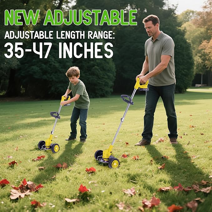 Weed Wacker Cordless Adjustable Weed Eaters 3 in 1 Electric String Trimmer Lawn with Two Battery with Charger Comes with Multiple Blades for Yard,Green,Garden(Yellow)