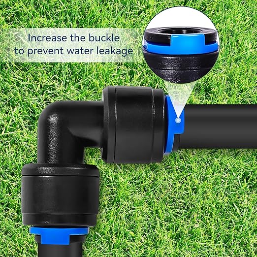 10 Pack 1/4" Universal 90 Degree Elbow Fitting, Quick Connect Universal Drip Irrigation Tubing Coupling Valve, Connector Locking Fitting for Sprinkler or Drip Irrigation System.