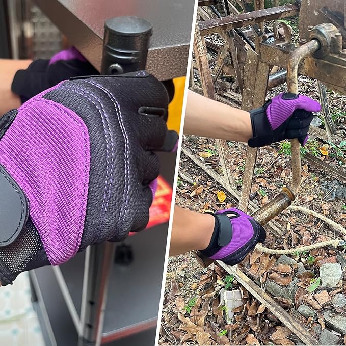 Safety Work Gloves,Multipurpose Working Gloves for Men,Multifunctional Synthetic Leather Spandex Mechanic Gloves,Gardening Glove Gifts for Men,Tounchscreen (Purple, Extra Large), 24096001-8