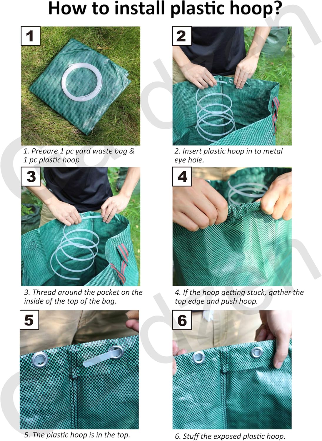 Gardzen 3-Pack 40 Gallon Yard Waste Bags - Reuseable Heavy Duty Gardening Bags, Lawn Pool Garden Leaf Waste Bag