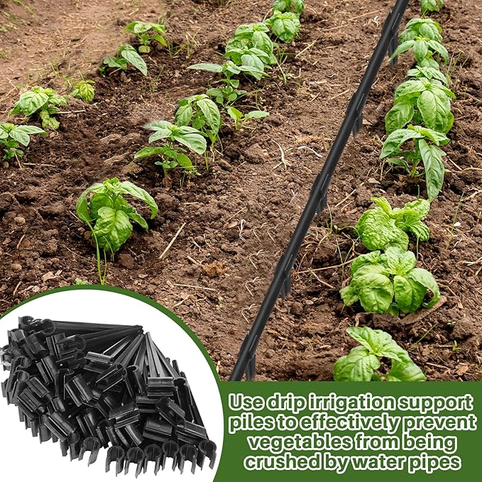 100 Pcs Irrigation Drip Support Stakes 1/2 Inch Tubing Hose Holder, Pipe Universal Drip Lines Tubing Hose for Gardening Patio Lawn Irrigation Growing