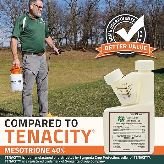 PetraMax Mesotrione 40% (Compare to Tenacity) - 8oz. Pre Emergent Weed Control for Lawns & Post Emergent Weed Control - Weed Preventer & Herbicide Weed Killer for Lush, Healthy Turf - Gloves Included