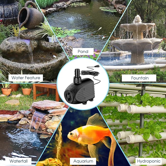 NFESOLAR 880GPH Submersible Pump, 60W Ultra Quiet Submersible Water Pump with Dry Burning Protection 9ft High Lift for Fish Pond, Fountains, Waterfall, Hydroponics, Aquariums KF206