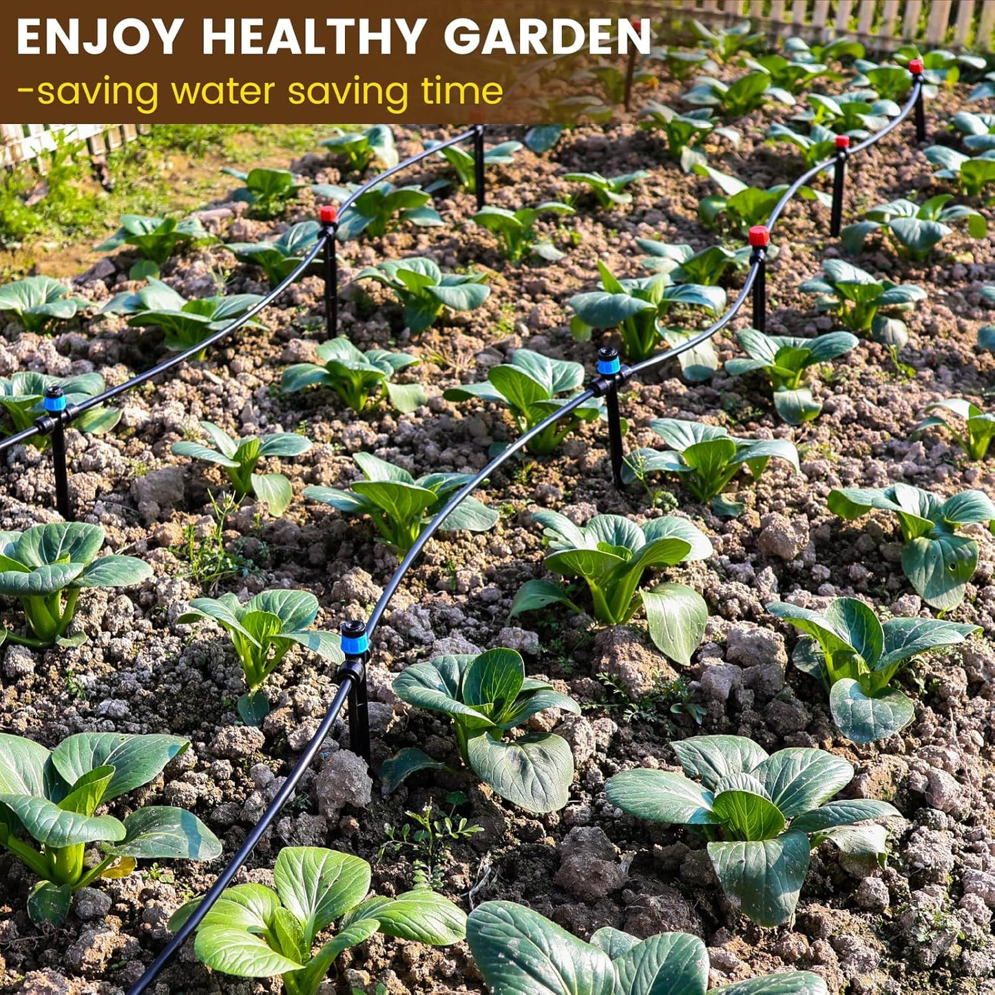 55FT Quick-Connect Drip Irrigation Kit, Garden Watering System DIY Automatic Irrigation Equipment Set for Lawn Raised Bed Greenhouse Plant Watering with 1/4'' Tubing, Drip Emitters, Connectors