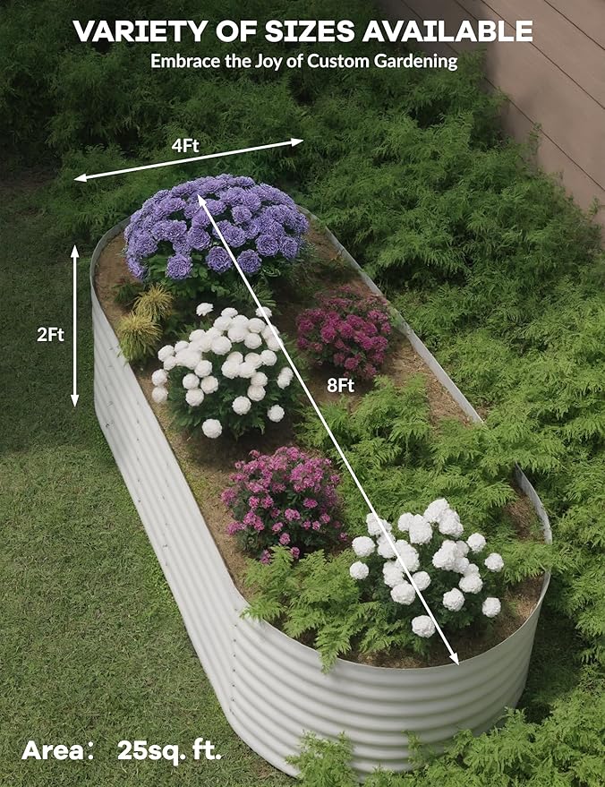 2 Pcs Raised Garden Beds Outdoor 8x4x2 ft - Galvanized Steel Planter Box for Vegetables, Flowers, Rust-Resistant Garden Box, Easy Assembly Raised Beds, Durable Planters for Outdoor Plants, Beige