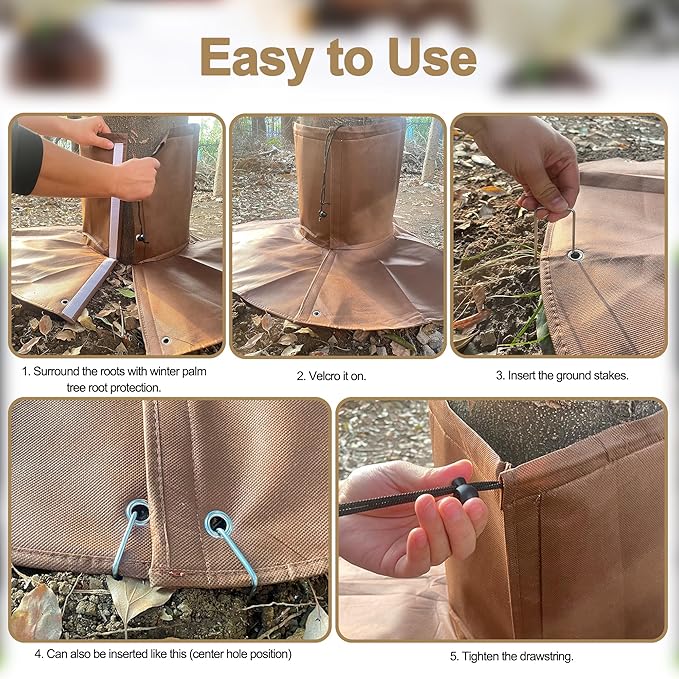 2 Pack Winter Protection for Palm Trees Root - Palm Root Protection Bag, Thermal Plant Cover Protector with Drawstring for Plants and Trees up to 13inch Diameter, Double Insulation, Reusable