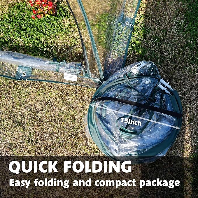 2pcs Quick Set up Mini Greenhouse Portable Small PVC Cover for Garden Flower and Flowerpot Cold Frost Protector Portable Carry Bag with 8 Stakes (PVC (28" L x 28" W x 32" H))