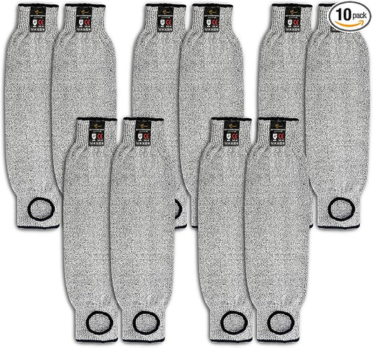 Evridwear Protective Arm Sleeves Cut Resistant Farmers Sleeves for Men Work, Gardening, Farming, Arm Protectors for Thin Skin and Bruising (Large, With Thumb Hole) 5 Pairs