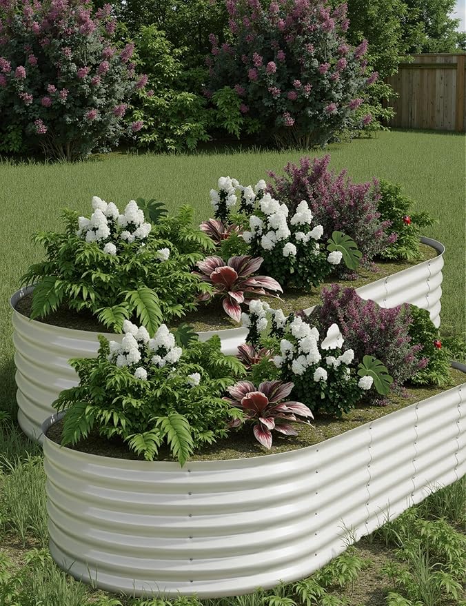 2 Pcs Raised Garden Beds Outdoor 8x4x1.5 ft - Galvanized Steel Planter Box for Vegetables, Flowers, Rust-Resistant Garden Box, Easy Assembly Raised Beds, Durable Planters for Outdoor Plants, Beige