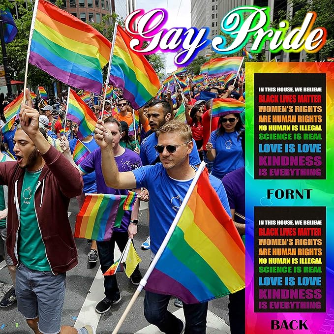 Blm Equality Flag for in This House We Believe Yard Sign, Pride Flag Small Science Is Real Black Lives Matter Vertical Double Sided 12.5"X18" Burlap Patio Outdoor Decoration