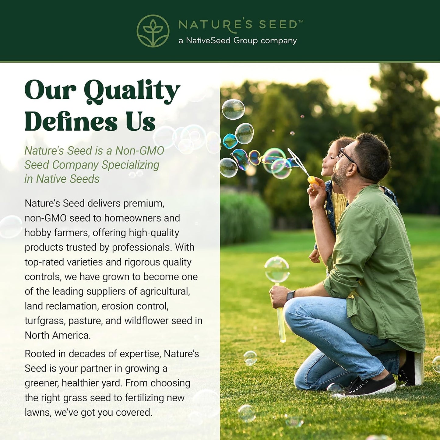 Nature’s Seed Fine Fescue Turf Grass Seed Mix Blend, Shade-Tolerant, Low Water, Cool-Season, for Garden, Lawn, Yard, 5 Lbs