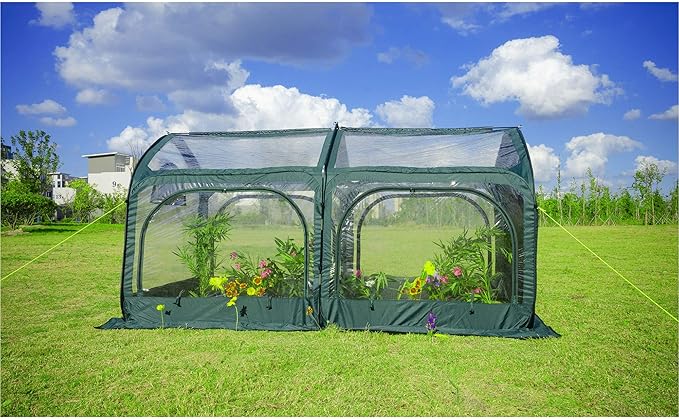 porayhut Pop Up Greenhouse Cover Flower House Mini Gardening Plant Flower Sunshine Room Room,Backyard PVC Greenhouse Cover for Cold Frost Protector Gardening Plants (Tunnel Grennhouse)