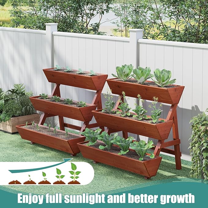 Raised Garden Bed, 3 Tier Vertical Garden Planter for Indoor & Outdoor, Raised Planter Box with Legs, Garden Planter Box for Flowers/Vegetables/Plants