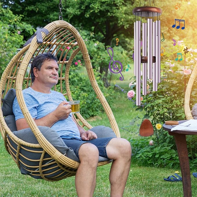 Large Aluminium Wind Chimes 37" Inches to Create a Zen Atmosphere Suitable for Outdoor, Garden, Patio Decoration, Classic Wind Chimes Suitable as A Gift for Unisex (Purple)