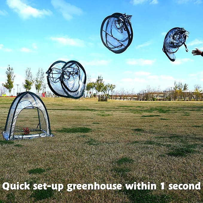 2pcs Quick Set up Mini Greenhouse Portable Small PVC Cover for Garden Flower and Flowerpot Cold Frost Protector Portable Carry Bag with 8 Stakes (PVC (28" L x 28" W x 32" H))