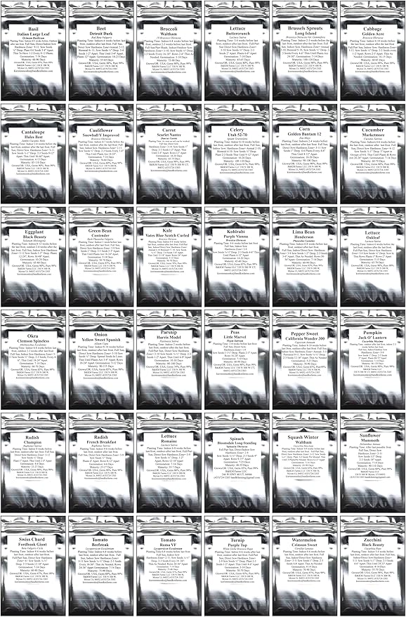 Personal Seed Vault - 38,000+ Survival Seeds, 36 Popular Varieties + Online Growing Guide by B&KM Farms